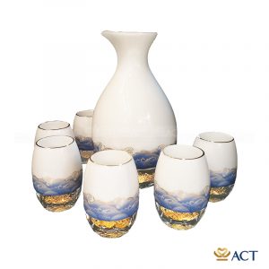 Quà tặng Bộ bình ly pha lê sứ dát vàng 24k ACT GOLD ISO 9001:2015