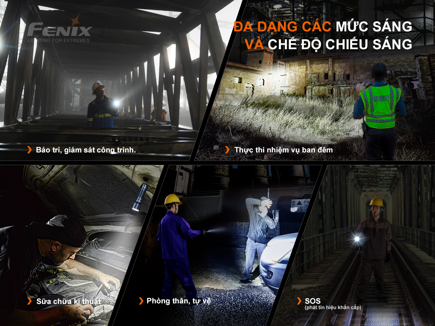 Đèn pin Fenix C7 Luminus phù hợp đa dạng môi trường sáng và mục đích sử dụng.