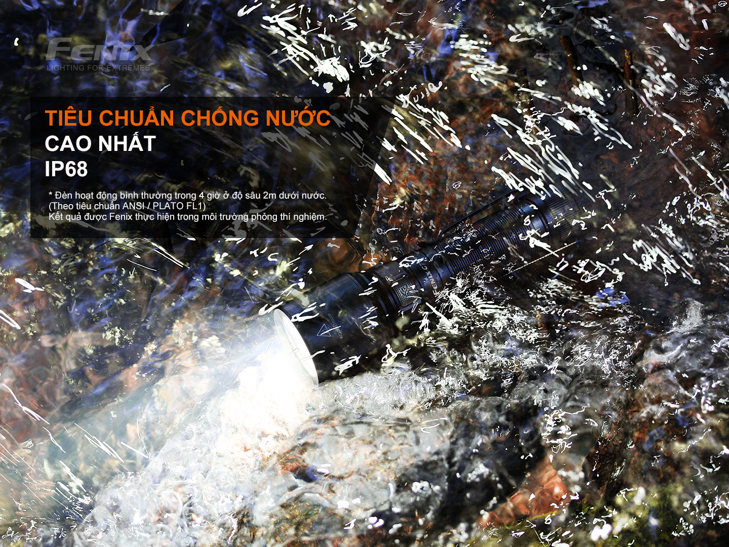 Đèn Pin Fenix C7 Luminus có tiêu chuẩn chống nước IP68