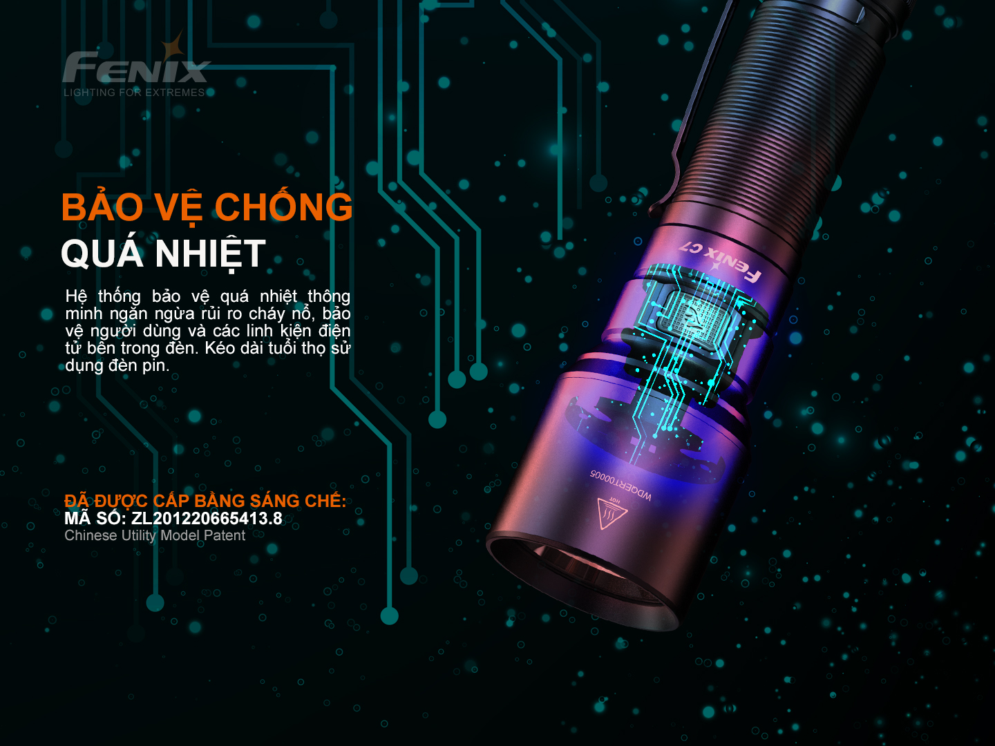 Hệ thống mạch bảo vệ quá nhiệt thông minh ngăn ngừa cháy nổ.