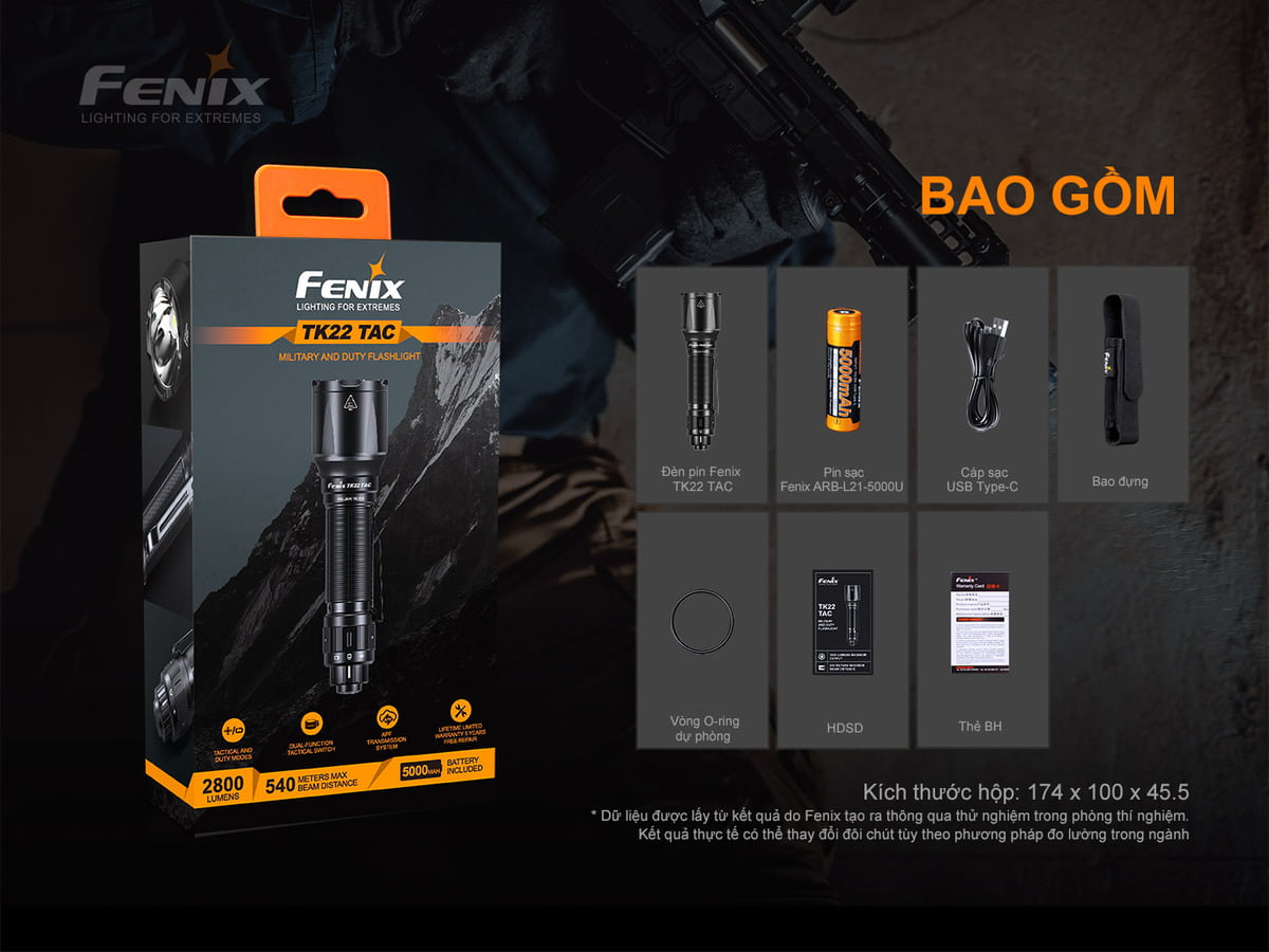 Den pin Fenix TK22 Tac