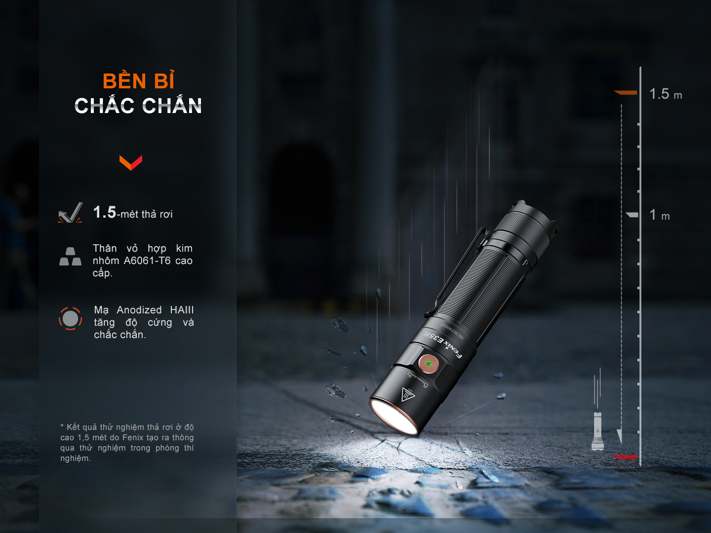 Fenix E35R có độ bền chắc chắn