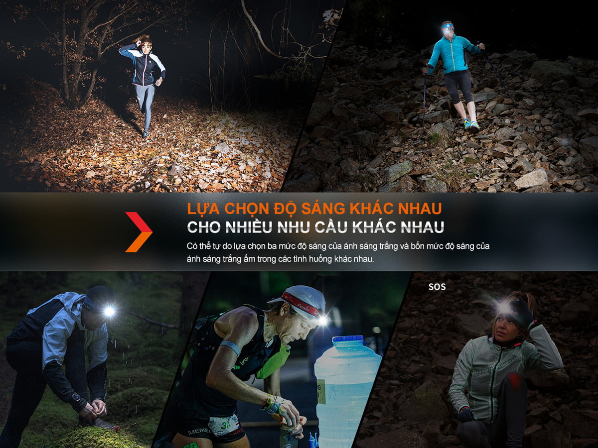 Đèn pin Fenix HM65R-T V2.0 nhiều mức độ sáng cho đa dạng như cầu chiếu sáng.